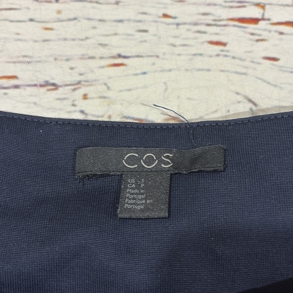 COS Navy Boxy 3/4 Sleeve Batwing Dolman Top - Picture 2 of 7